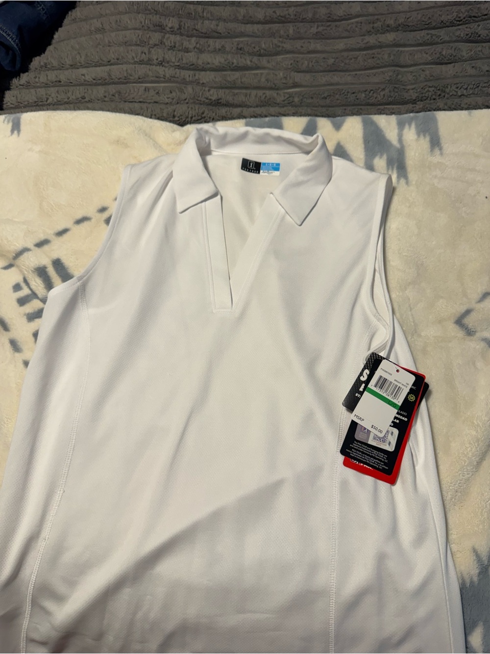 PGA Tour Women’s White Sleeveless Polo Top